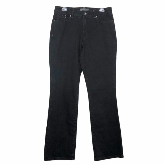 Nine West Denim - NINE WEST straight leg black jeans w silver design on the back pockets - Size 10